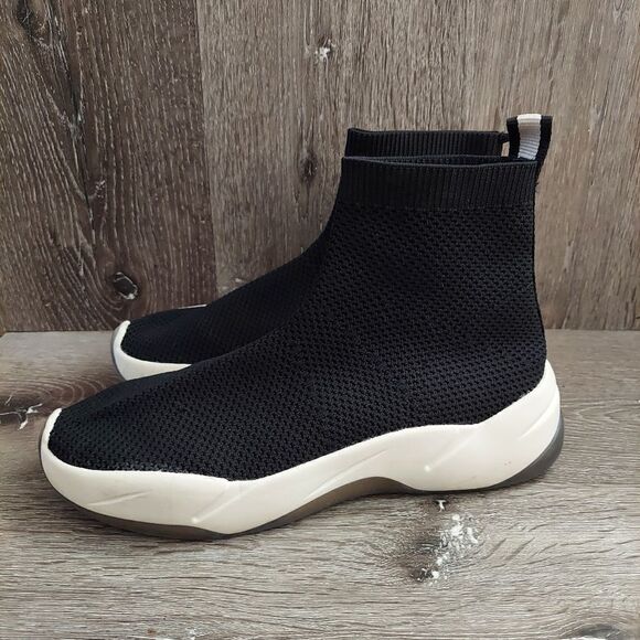 ZARA WOMAN Black White Sneakers Sock Style size 7.5-8 - Picture 4 of 10